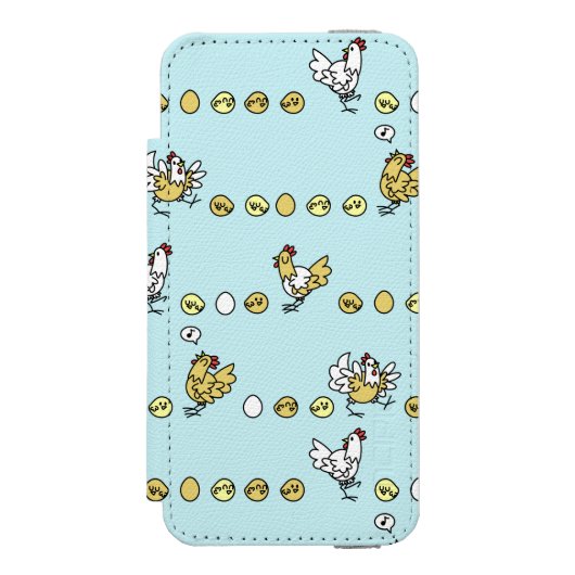 Hens, Chicks, and Eggs Incipio iPhone Geldbeutel-Hülle (Folio Vorderseite)