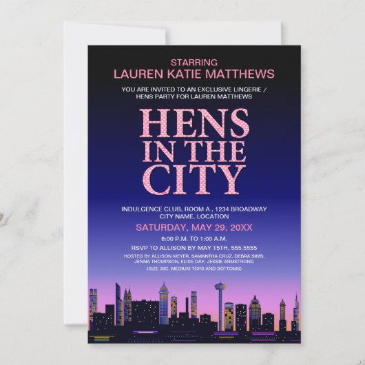 Hens' / Lingerie-Filmposter-Party Einladung (Vorderseite)