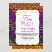 Hens Night Party Glitzer Lights Einladung (Vorne/Hinten)