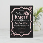 Hens Party Black Rose Gold Einladung (Stehend Vorderseite)