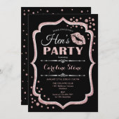 Hens Party Black Rose Gold Einladung (Vorne/Hinten)