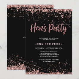 Hens Party Rose Gold Glitzer Einladung