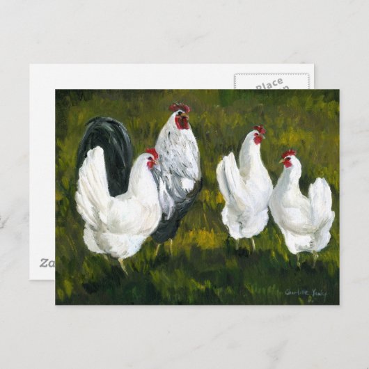 "Hens & Rooster" Art Reproduction Postcard Postkarte (Vorne/Hinten)