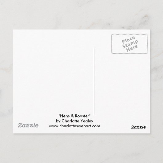 "Hens & Rooster" Art Reproduction Postcard Postkarte (Rückseite)