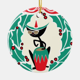 Hep Cat Retro Weihnachten Personalisiert Keramik Ornament