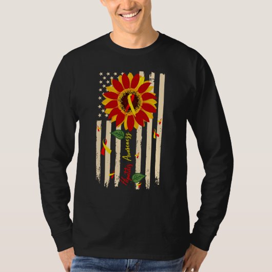 Hepatitis Awareness Sunflower Red and Yellow Ribbo T-Shirt (Vorderseite)