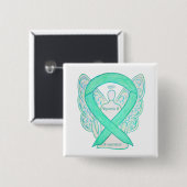 Hepatitis B (HBV) Jade Awareness Ribbon Angel Butt Button (Vorne & Hinten)