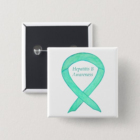Hepatitis B (HBV) Jade Awareness Ribbon Custom But Button (Vorne & Hinten)