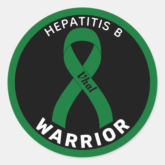 Hepatitis B Warrior Ribbon Black Round Sticker (Vorderseite)
