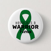 Hepatitis B Warrior Ribbon White Button (Vorderseite)
