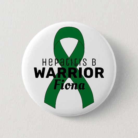 Hepatitis B Warrior Ribbon White Button (Vorderseite)