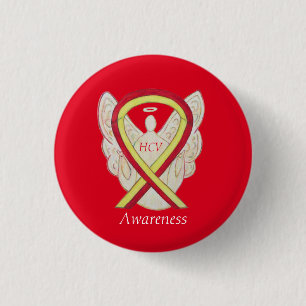 Hepatitis C (HCV) Sensibilisierung Angel Ribbon Bu Button