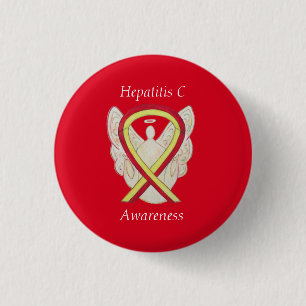 Hepatitis C (HCV) Sensibilisierung Angel Ribbon Bu Button