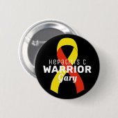 Hepatitis C Warrior Ribbon Black Button (Vorne & Hinten)