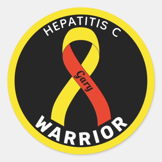 Hepatitis C Warrior Ribbon Black Round Sticker (Vorderseite)