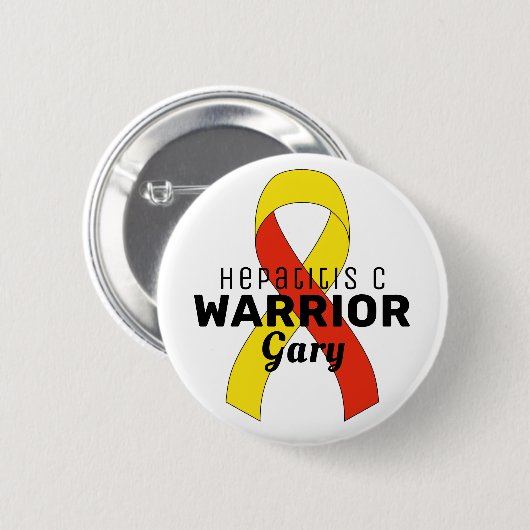 Hepatitis C Warrior Ribbon White Button (Vorne & Hinten)