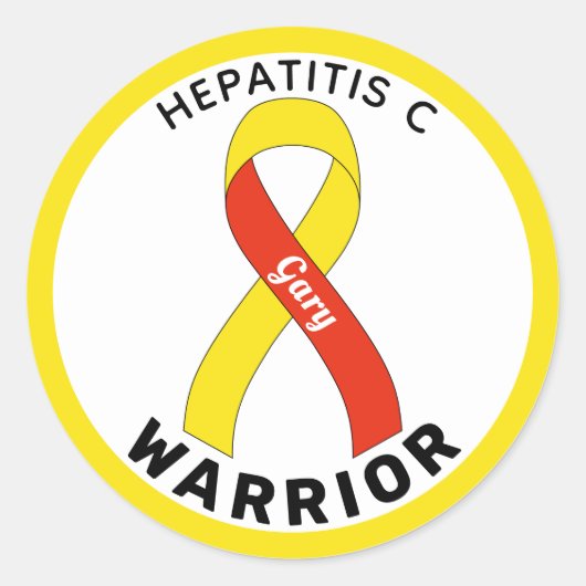 Hepatitis C Warrior Ribbon White Round Sticker (Vorderseite)