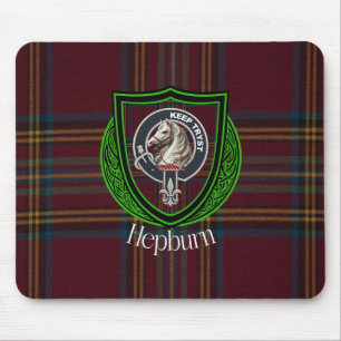 Hepburn-Schottischer-Clan-Tartan und -Wappen Mousepad