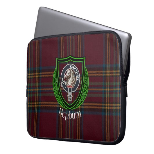 Hepburn Scottish Clan Tartan and Crest Laptopschutzhülle (Vorderseite Links)