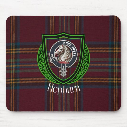 Hepburn Scottish Clan Tartan and Crest  Mousepad (Vorne)