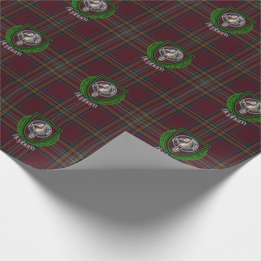 Hepburn Scottish Clan Tartan & Crest Geschenkpapier (Ecke)