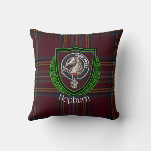 Hepburn Scottish Clan Tartan & Crest Kissen (Rückseite)