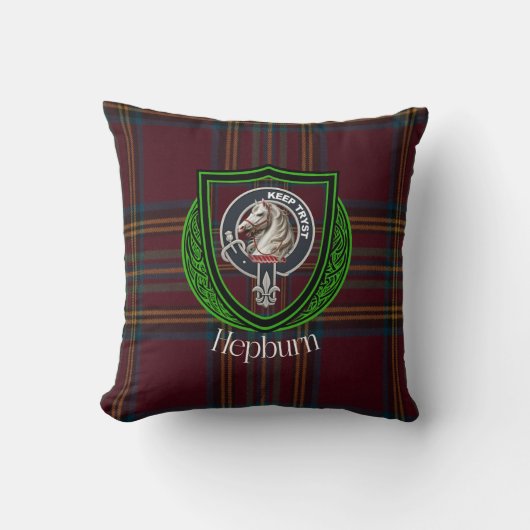 Hepburn Scottish Clan Tartan & Crest Kissen (Vorderseite)