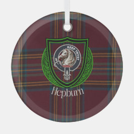 Hepburn Scottish Clan Tartan & Crest Ornament Aus Glas