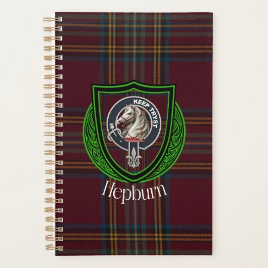 Hepburn Scottish Clan Tartan & Crest Planer (Vorderseite)