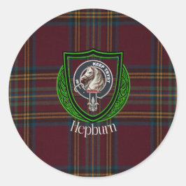 Hepburn Scottish Clan Tartan & Crest Runder Aufkleber
