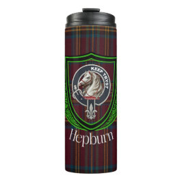Hepburn Scottish Clan Tartan & Crest Thermosbecher