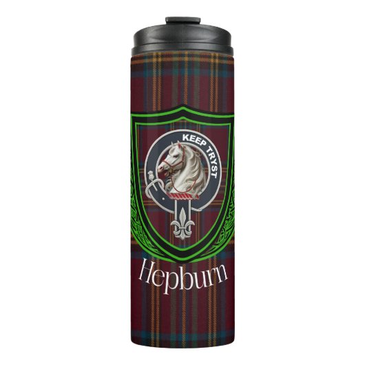 Hepburn Scottish Clan Tartan & Crest Thermosbecher (Vorderseite)