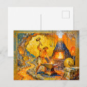 Hephaestus in Forge with Hammer, Anvil, Volcano Fu Postkarte (Vorne/Hinten)