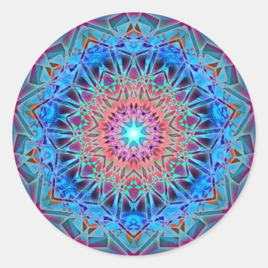 Heptagram Sacred Geometry Mandala Runder Aufkleber (Vorderseite)