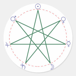 Heptagramm am Wochenende Runder Aufkleber