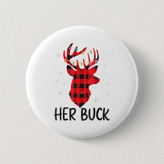 Her Buck Deer Hunting Christmas Husband Gift Coupl Button (Vorderseite)