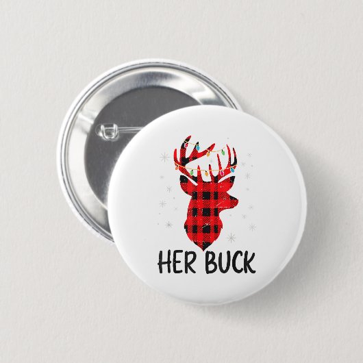 Her Buck Deer Hunting Christmas Husband Gift Coupl Button (Vorne & Hinten)