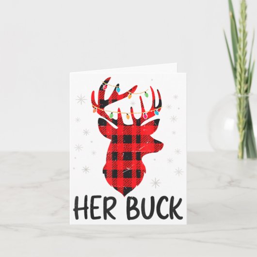 Her Buck Deer Hunting Christmas Husband Gift Coupl Karte (Vorderseite)