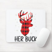 Her Buck Deer Hunting Christmas Husband Gift Coupl Mousepad (Mit Mouse)