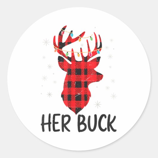 Her Buck Deer Hunting Christmas Husband Gift Coupl Runder Aufkleber (Vorderseite)