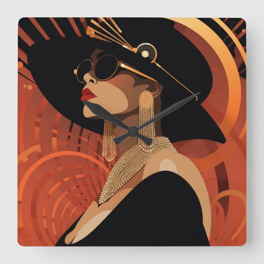 HER CROWN #3 QUADRATISCHE WANDUHR (Vorderseite)