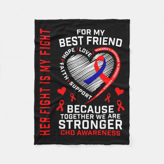 Her Fight Best Friend Chd Awareness Heart Disease Fleecedecke (Vorderseite)