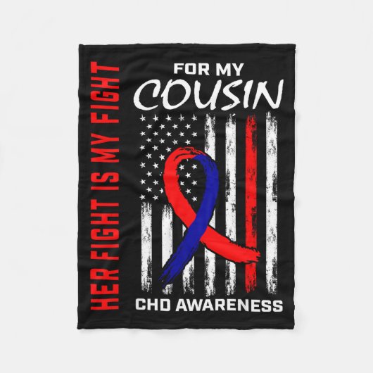 Her Fight Cousin Chd Awareness American Flag Graph Fleecedecke (Vorderseite)
