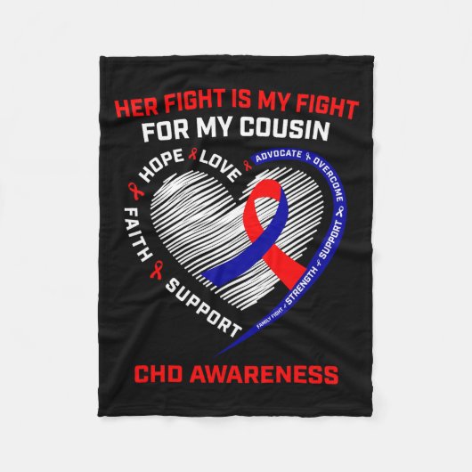 Her Fight Cousin Chd Awareness Heart Disease Graph Fleecedecke (Vorderseite)