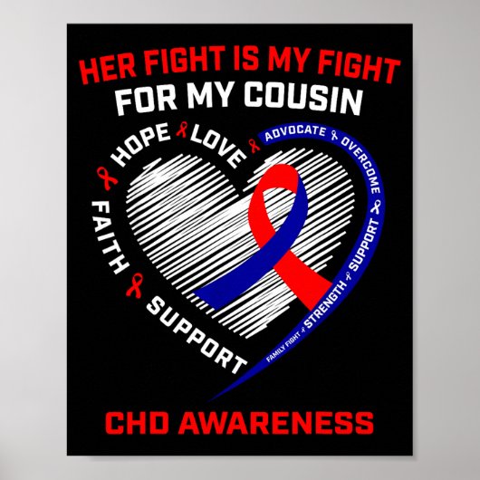 Her Fight Cousin Chd Awareness Heart Disease Graph Poster (Vorne)