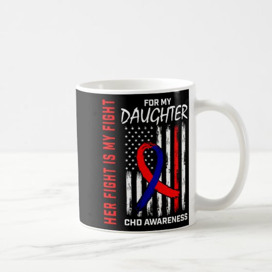 Her Fight Daughter Chd Awareness American Flag Gra Kaffeetasse (Rechts)
