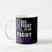 Her Fight Epilepsy Awareness Purple Ribbon Epilept Kaffeetasse (Links)