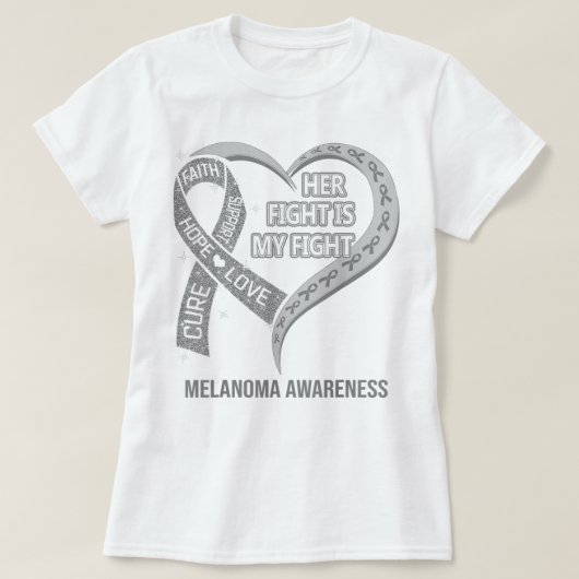Her Fight Is My Fight Melanoma Awareness Ribbon He T-Shirt (Design vorne)