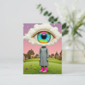 Her head in the clouds surreal art postkarte (Stehend Vorderseite)