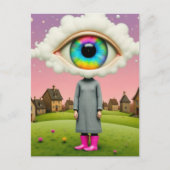 Her head in the clouds surreal art postkarte (Vorderseite)
